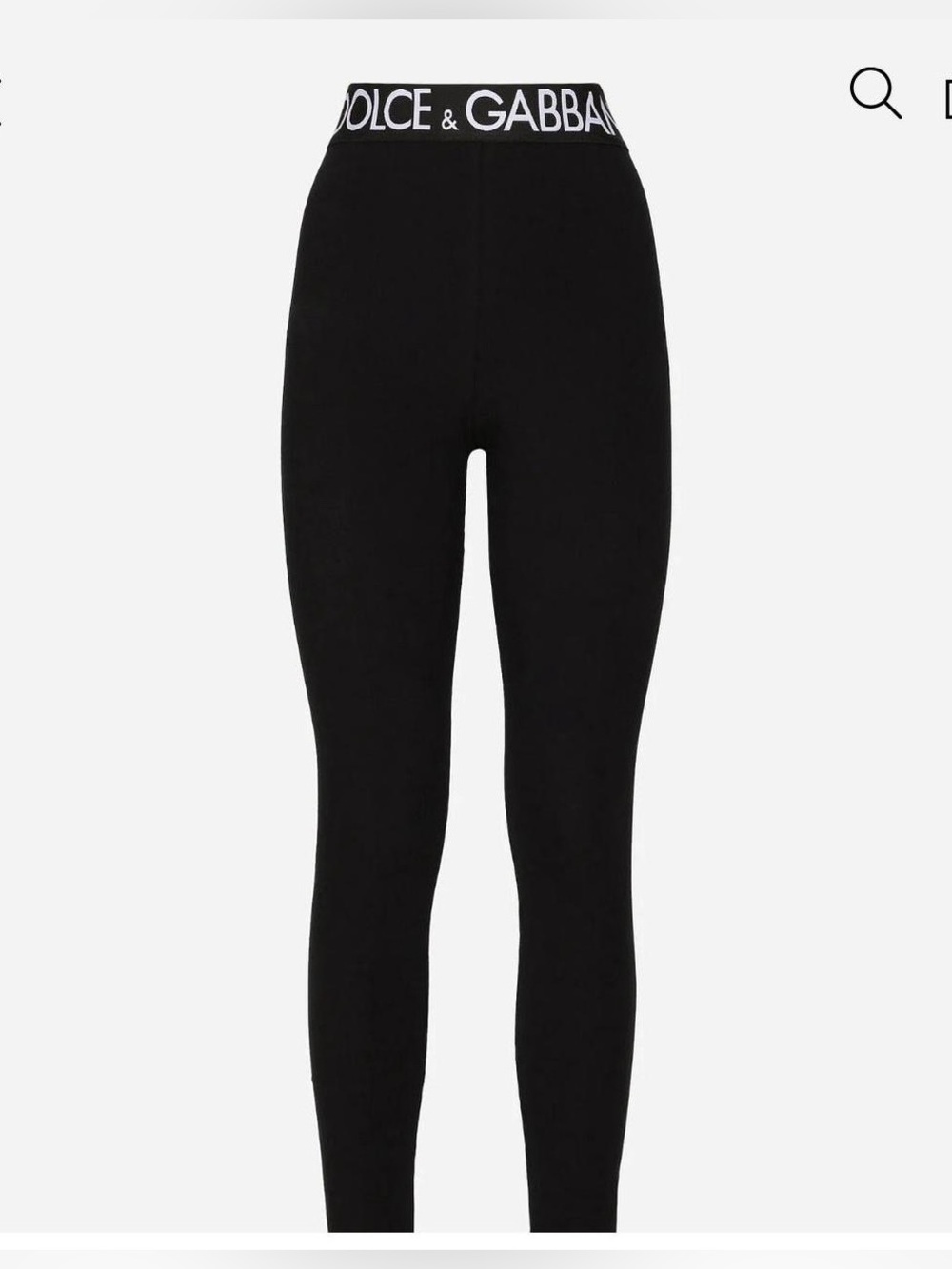 Dolce & Gabbana Black High-Rise Logo Waist Leggings